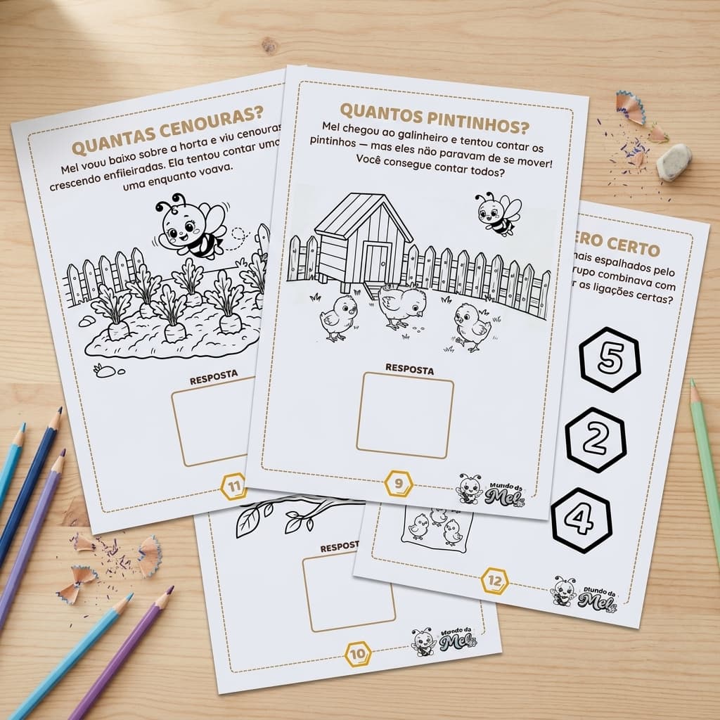 Páginas do bloco de Contagem com atividades numéricas