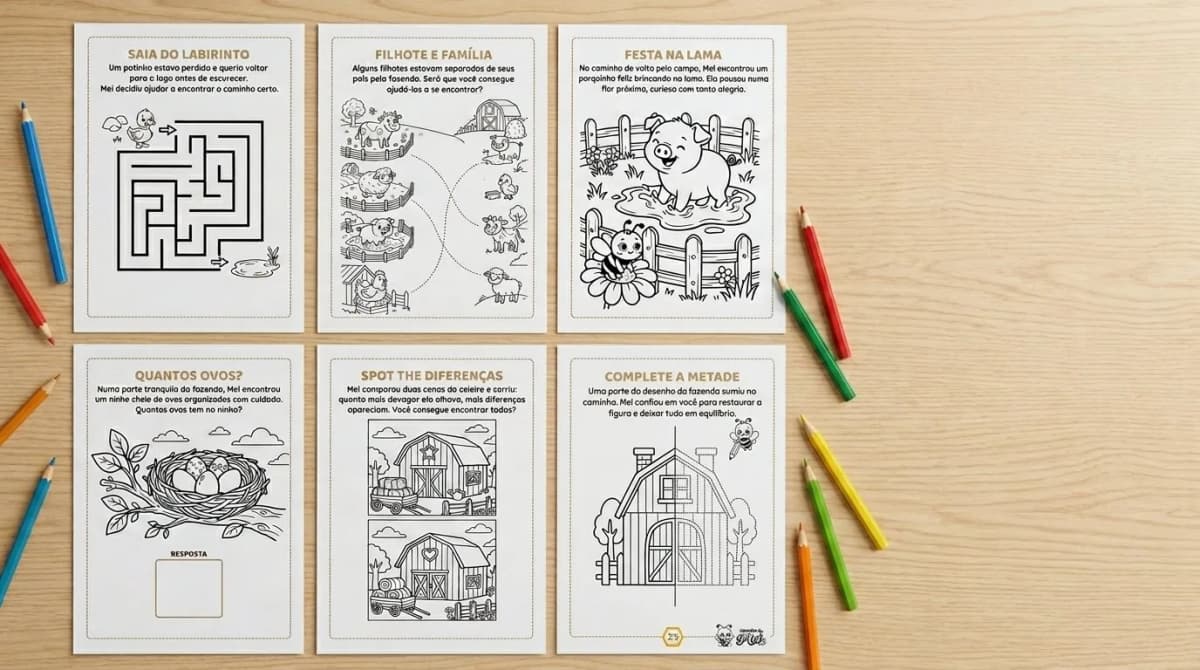 Vista aérea de 6 tipos diferentes de atividades organizadas